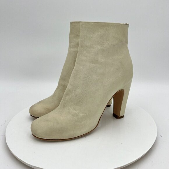 Officine Creative Women Size EU 39 Us 9 Cream Tan Suede Back Zip Ankle Boot - Picture 1 of 16
